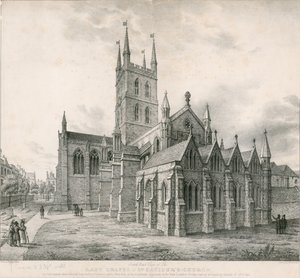 Vista sud-est della Cappella della Madonna, Chiesa di San Salvatore, Southwark da English School