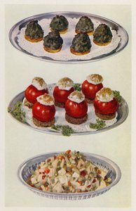 Spinaci alla crema; Pomodori ripieni; Insalata di verdure