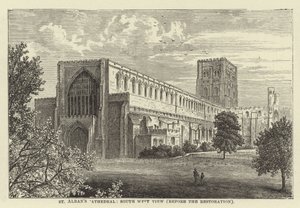Cattedrale di St Albans, vista sud-ovest, prima del restauro