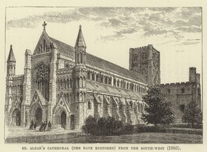 Cattedrale di St Albans, la navata restaurata, da sud-ovest, 1885 da English School