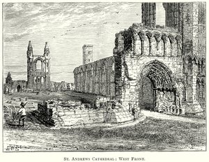 Cattedrale di St Andrews: Fronte ovest (incisione) da English School