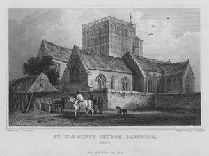 Chiesa di San Clemente, Sandwich, Kent (incisione) da English School