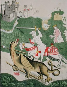 San Giorgio con il drago, dalla Cappella della Trinità a Stratford Upon Avon, Warwickshire