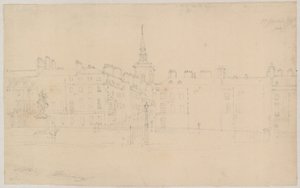 St Jamess Square, Londra; schizzo originale a matita da English School