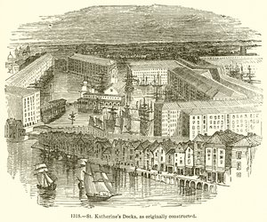 Docks di St. Katherines, come originariamente costruiti da English School