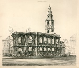St Mary-Le-Strand, Londra, schizzo a matita datato 1942 da English School