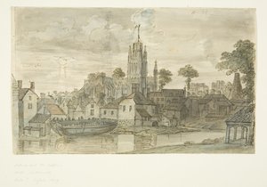 Chiesa di St Mary Redcliffe da Redcliffe Back (con disegno a penna e inchiostro di un leone sul retro) da English School