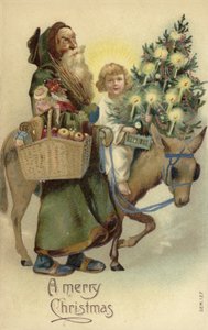 San Nicola e Gesù Cristo, con albero di Natale e regali da English School