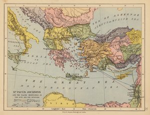 I viaggi di San Paolo e i luoghi menzionati negli Atti e nelle Epistole (litografia a colori) da English School