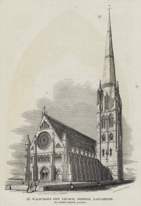La nuova chiesa di St Walburge, Preston, Lancashire (incisione) da English School
