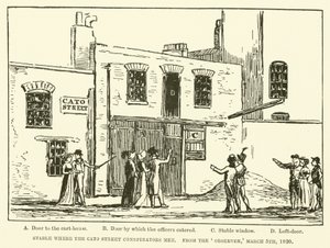 Stalla dove si incontravano i cospiratori di Cato Street, da The Observer, 5 marzo 1820