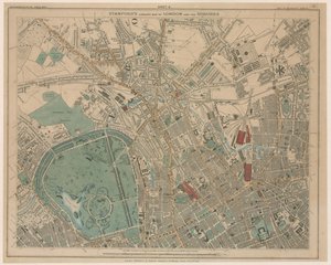 Mappa della Biblioteca di Stanford di Londra e dei suoi sobborghi