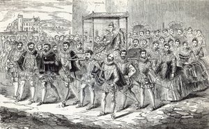 Progresso di stato della Regina Elisabetta, illustrazione da 