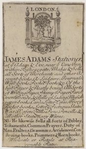 Cartolai, James Adams, biglietto da visita