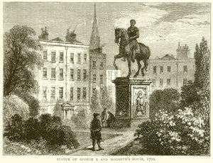 Statua di Giorgio I e casa di Hogarth