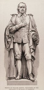 Statua di William Harvey (1578-1657), scopritore della circolazione del sangue, a Folkestone, da The Illustrated London News, 13 agosto 1881