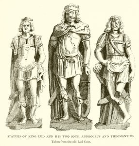 Statue di re Lud e dei suoi due figli, Androgeo e Teomanzio da English School