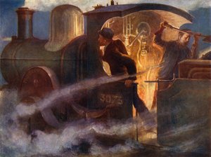 Locomotiva a vapore di notte da English School