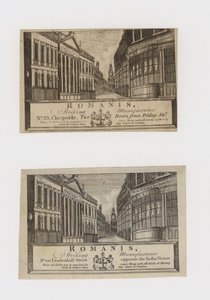 Fabbricanti di calze, Romanis, a Cheapside e poi a Leadenhall Street, biglietto da visita