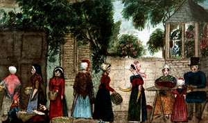 Scena di mercato di strada, c.1840 da English School