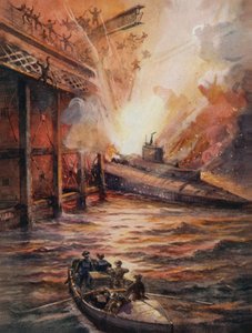 Sommergibile C3, carico di esplosivi, attacca il molo a Zeebrugge da English School