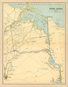 Canale di Suez (litografia a colori) da English School