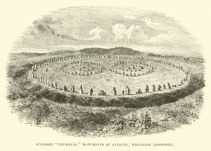 Supposti monumenti druidici ad Avebury, Wiltshire, restaurati da English School