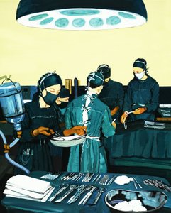 Chirurghi e infermieri in una sala operatoria da English School