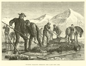 Contadini svedesi che dragano per il minerale di ferro del lago da English School