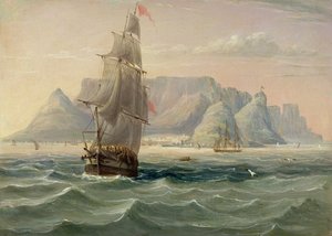 Table Mountain, Città del Capo, dal mare, 1820
