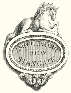 Targhe per angoli di strada, Amphitheatre Row, Stangate (incisione) da English School
