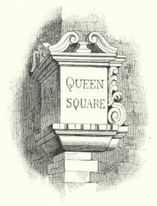 Targhe per angoli di strada, Queen Square (incisione) da English School
