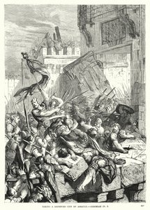 Assalto a una città fortificata, Geremia IV, 5 (incisione) da English School