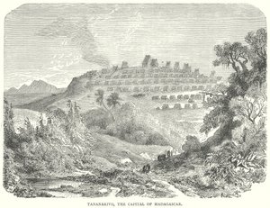 Tananarivo, la capitale del Madagascar (incisione) da English School