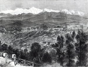 Coltivazione del tè in India Britannica - Vista di Darjeeling da Sud, 1876