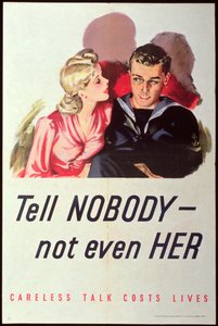 Non dirlo a nessuno - Nemmeno a lei. Parlare con leggerezza costa vite, manifesto della Seconda Guerra Mondiale