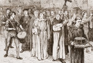Processione di Tetzel, illustrazione da La storia del protestantesimo di James Aitken Wylie (1808-1890), pub. 1878