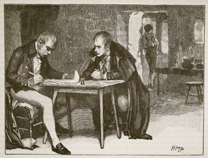 Gli agenti di Gran Bretagna e Svezia firmano il trattato contro Napoleone, illustrazione da Cassells Illustrated History of England da English School