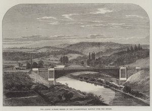 Il ponte Albert Edward della ferrovia di Coalbrookdale sul Severn (incisione) da English School