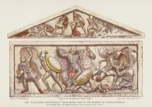 Il "Sarcofago di Alessandro" da Sidone (litografia a colori) da English School