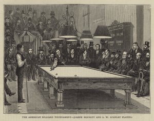 Il torneo di biliardo americano, Joseph Bennett e S W Stanley che giocano da English School