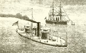 La nave da guerra americana Miantonoma e corazzata da English School