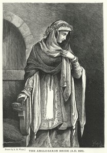 La sposa anglosassone, AD 895 (incisione) da English School
