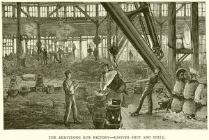 La fabbrica di cannoni Armstrong - Fusione di proiettili e granate da English School
