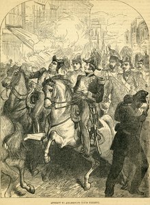 Il tentativo di assassinare il re Luigi Filippo di Francia, illustrazione tratta da Cassells Illustrated History of England, 1857-1858 da English School