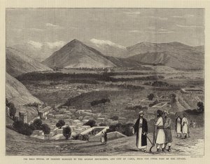 Il Bala Hissar, attualmente assediato dagli insorti afghani, e la città di Kabul, dalla parte superiore della cittadella