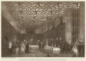 La Sala dei Banchetti, Hampton Court (litografia) da English School