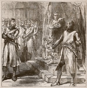 Rivolta dei baroni contro il re, illustrazione da Cassells Illustrated History of England da English School