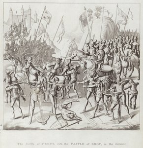 La battaglia di Crécy, con il castello di Broc in lontananza da English School