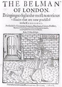 Il banditore di Londra, di Thomas Dekker (c.1570-c.1641) frontespizio, stampato da Nathaniel Butter, 1608 da English School